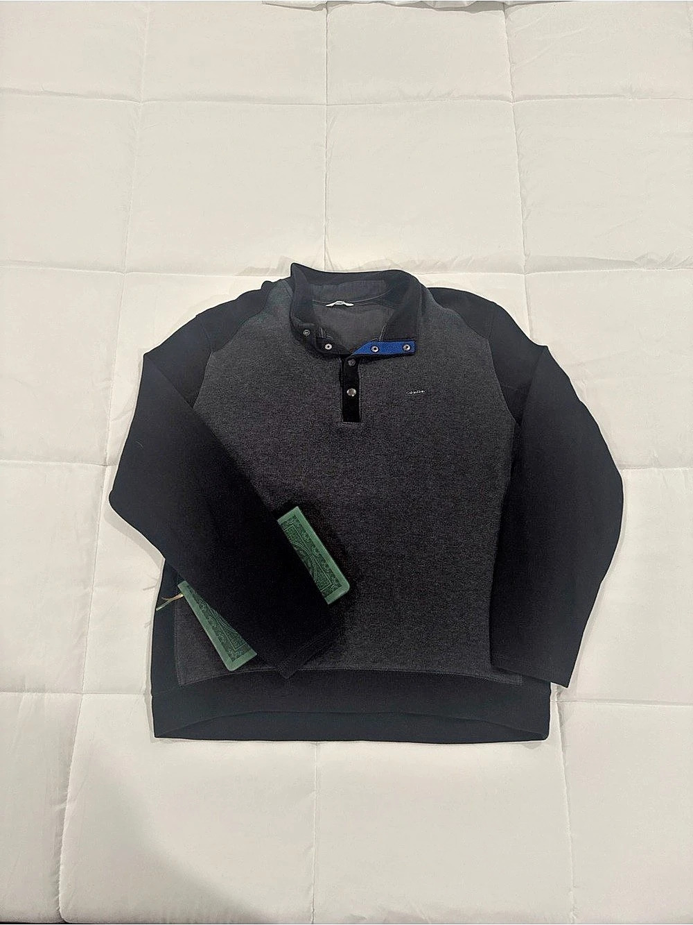 Calvin Klein Men's Quarter-Zip Polo in Gray & Black Like New